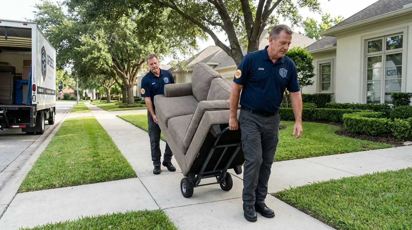 Local residential moving crew loading furniture in Warsaw, NY